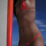 micro bikini orange top and bottom